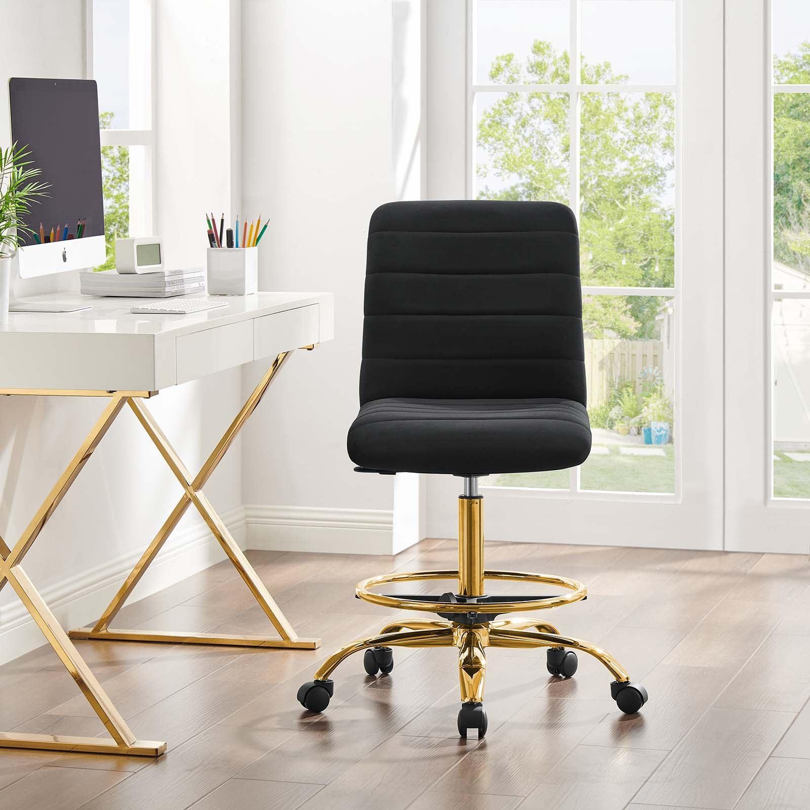 Modway Ripple Armless Performance Velvet Drafting Chair FredCo