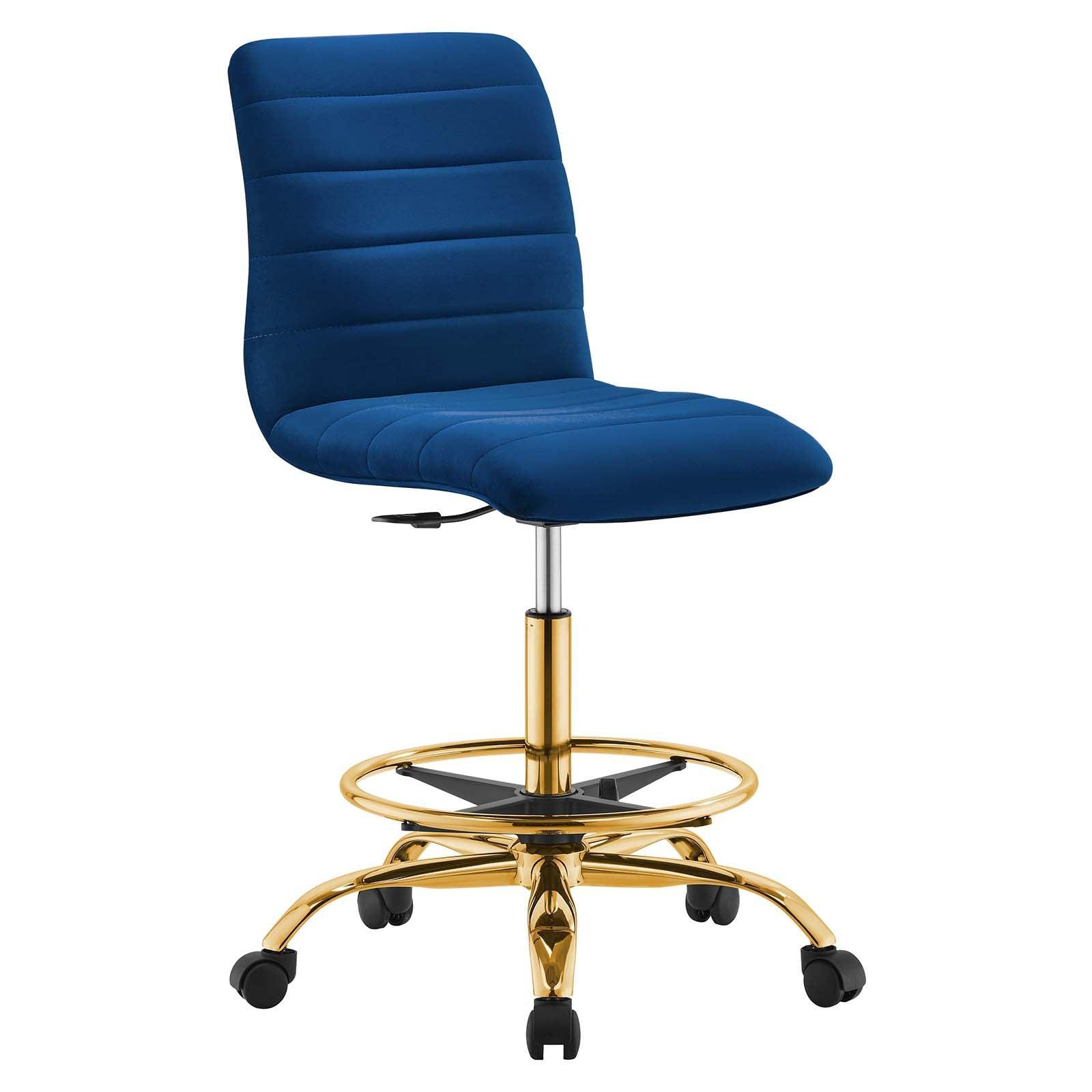 Modway Ripple Armless Performance Velvet Drafting Chair FredCo