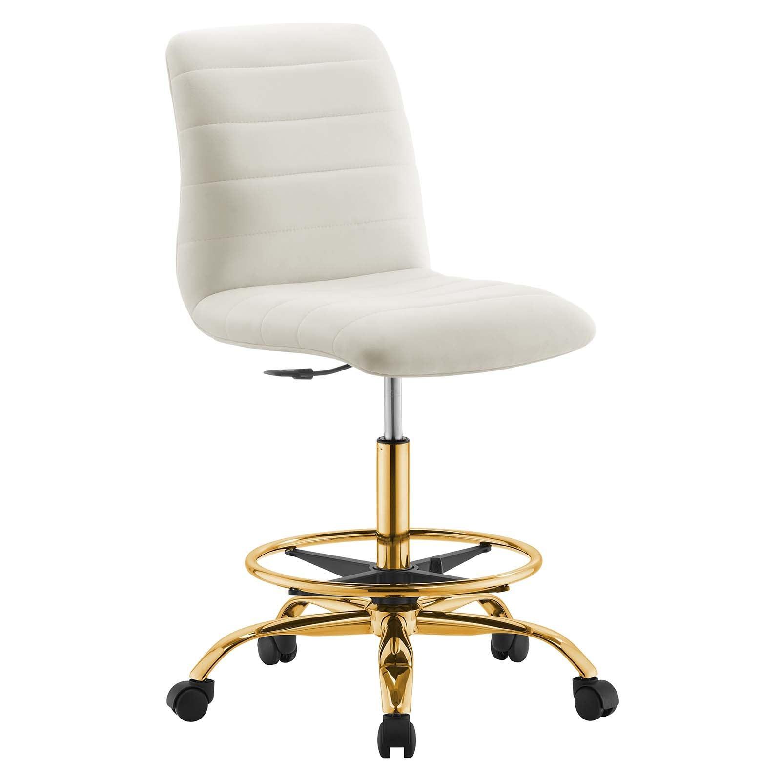 Modway Ripple Armless Performance Velvet Drafting Chair FredCo