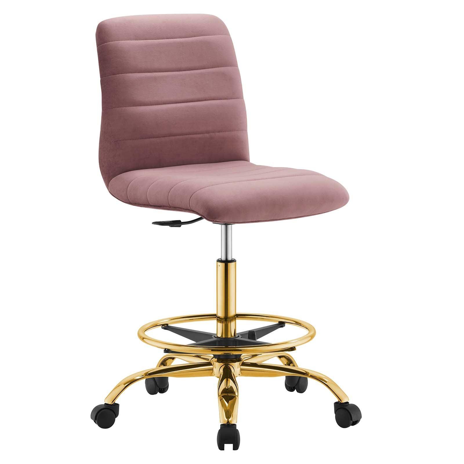 Modway Ripple Armless Performance Velvet Drafting Chair FredCo