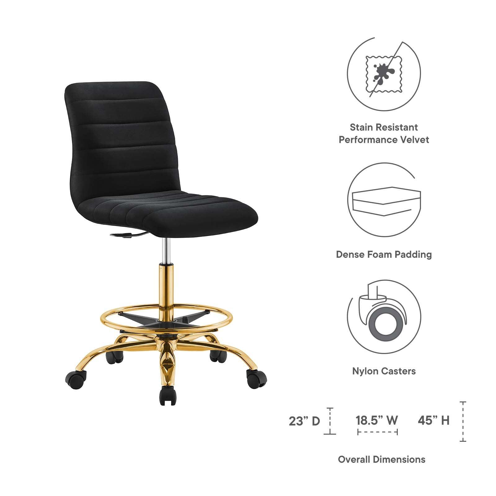 Modway Ripple Armless Performance Velvet Drafting Chair FredCo