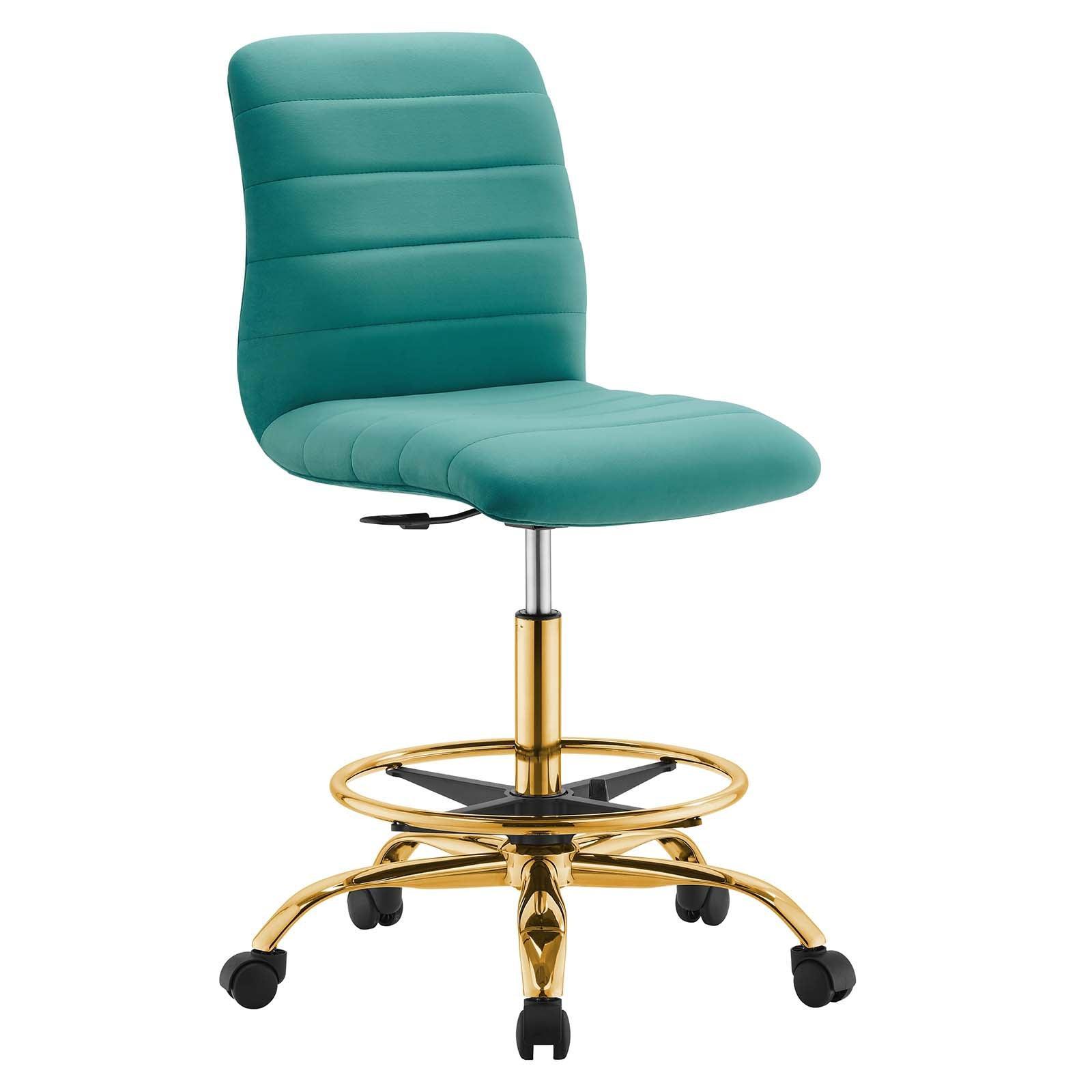 Modway Ripple Armless Performance Velvet Drafting Chair FredCo
