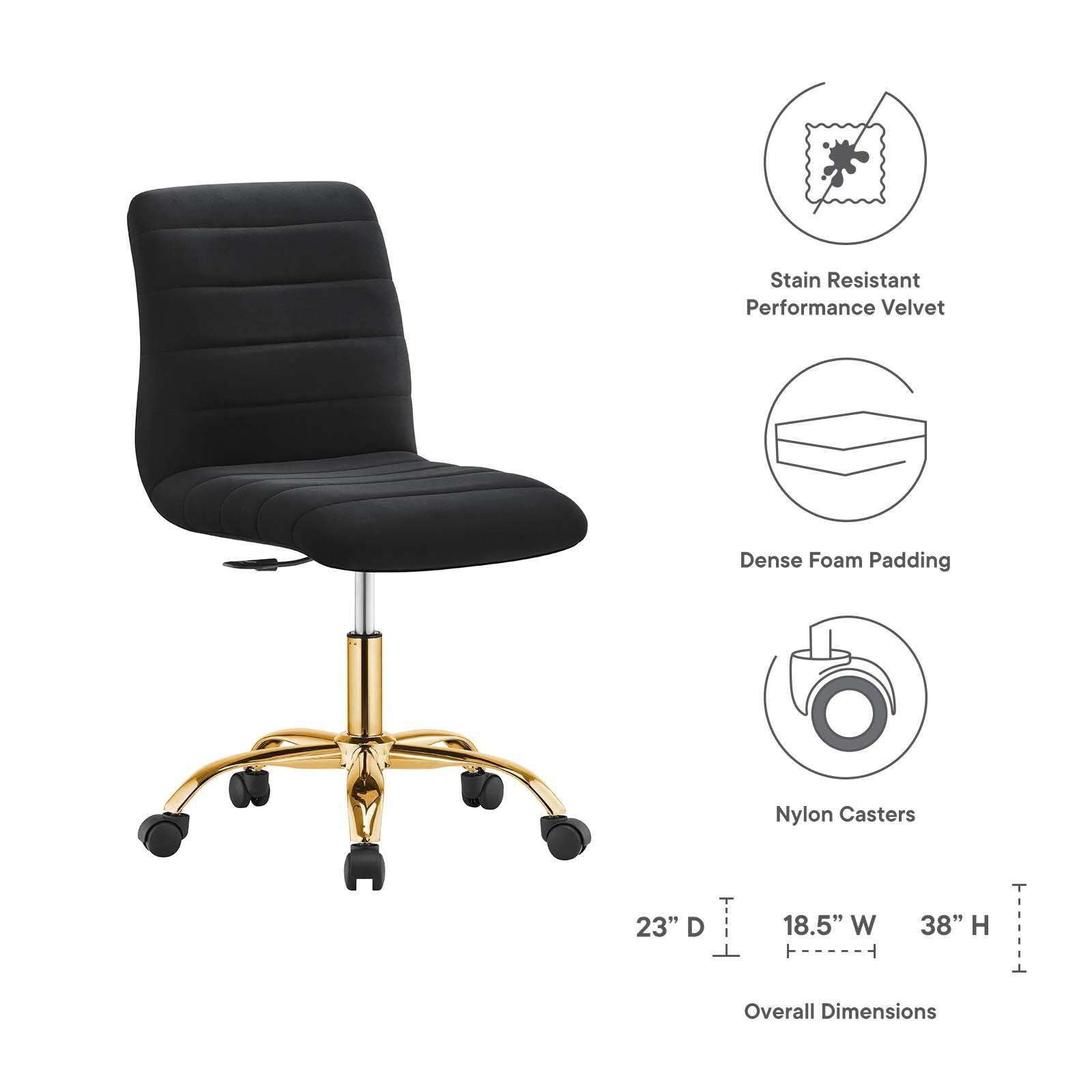 Modway Ripple Armless Performance Velvet Office Chair FredCo