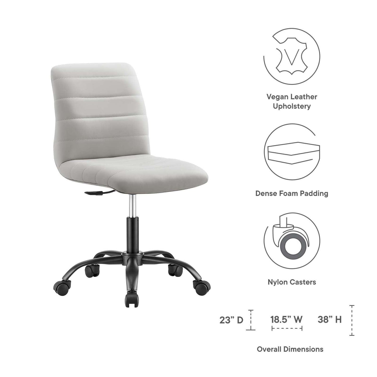 Modway Ripple Armless Vegan Leather Office Chair FredCo