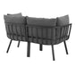 Modway Riverside 2 Piece Outdoor Patio Aluminum Sectional Sofa Set FredCo