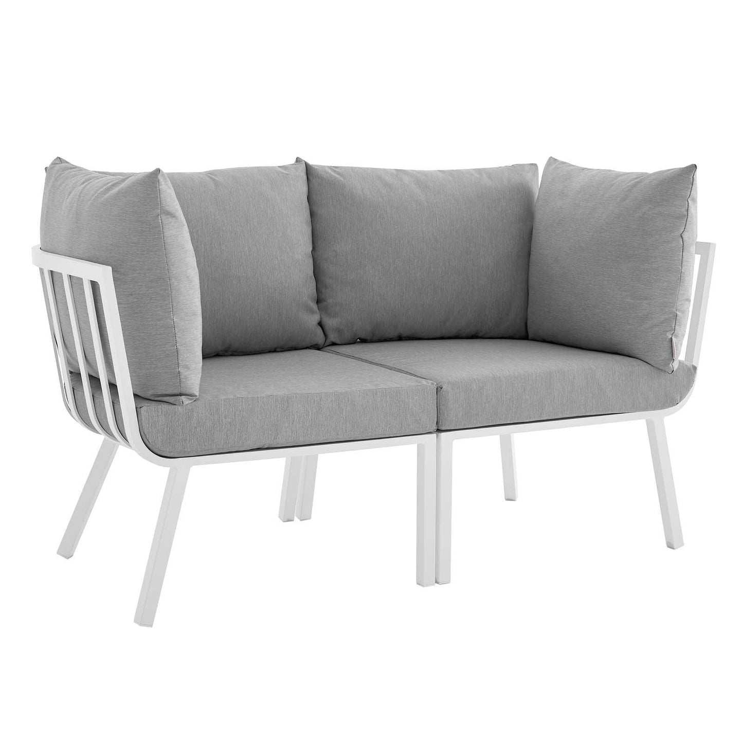Modway Riverside 2 Piece Outdoor Patio Aluminum Sectional Sofa Set FredCo