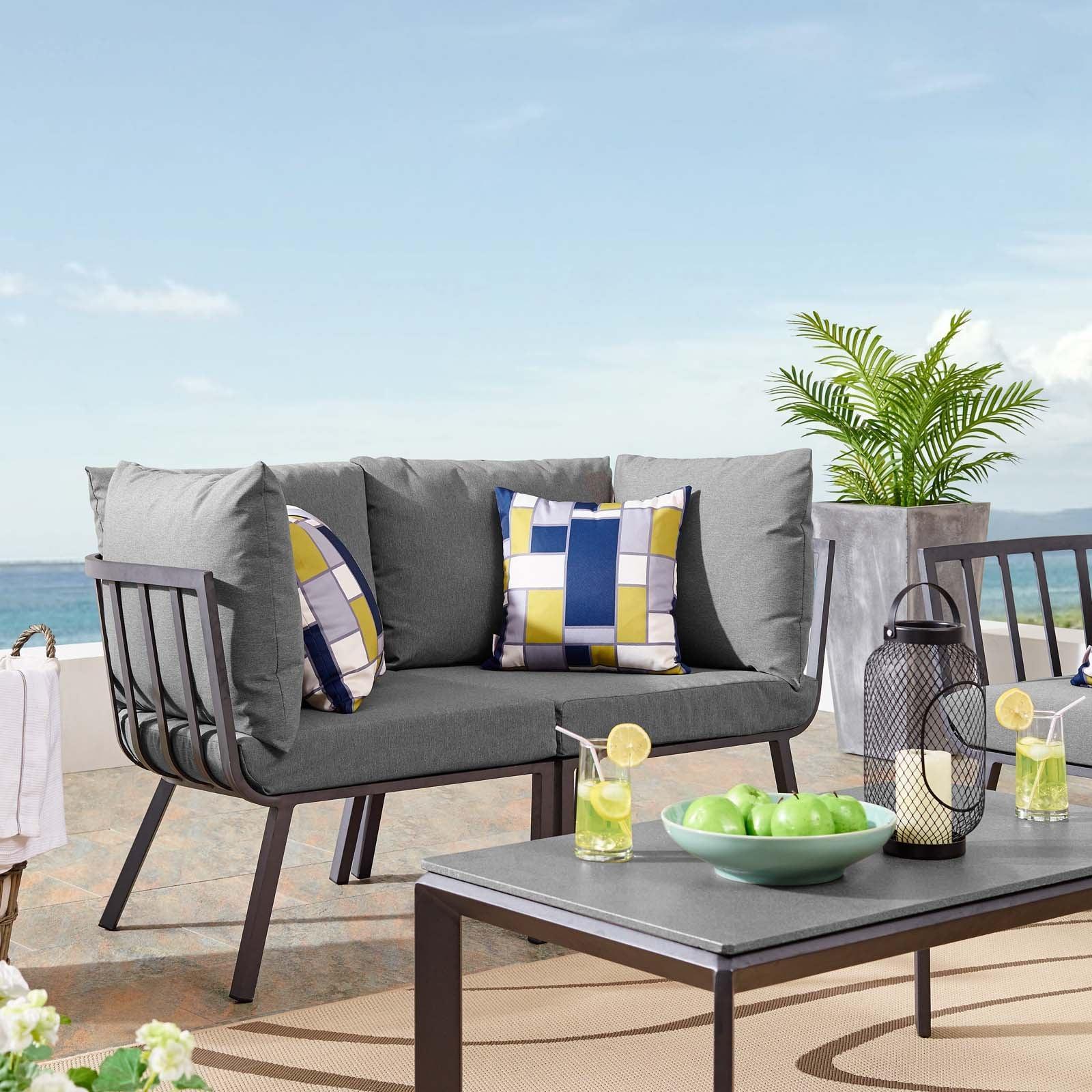 Modway Riverside 2 Piece Outdoor Patio Aluminum Sectional Sofa Set FredCo