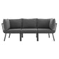 Modway Riverside 3 Piece Outdoor Patio Aluminum Sectional Sofa Set FredCo