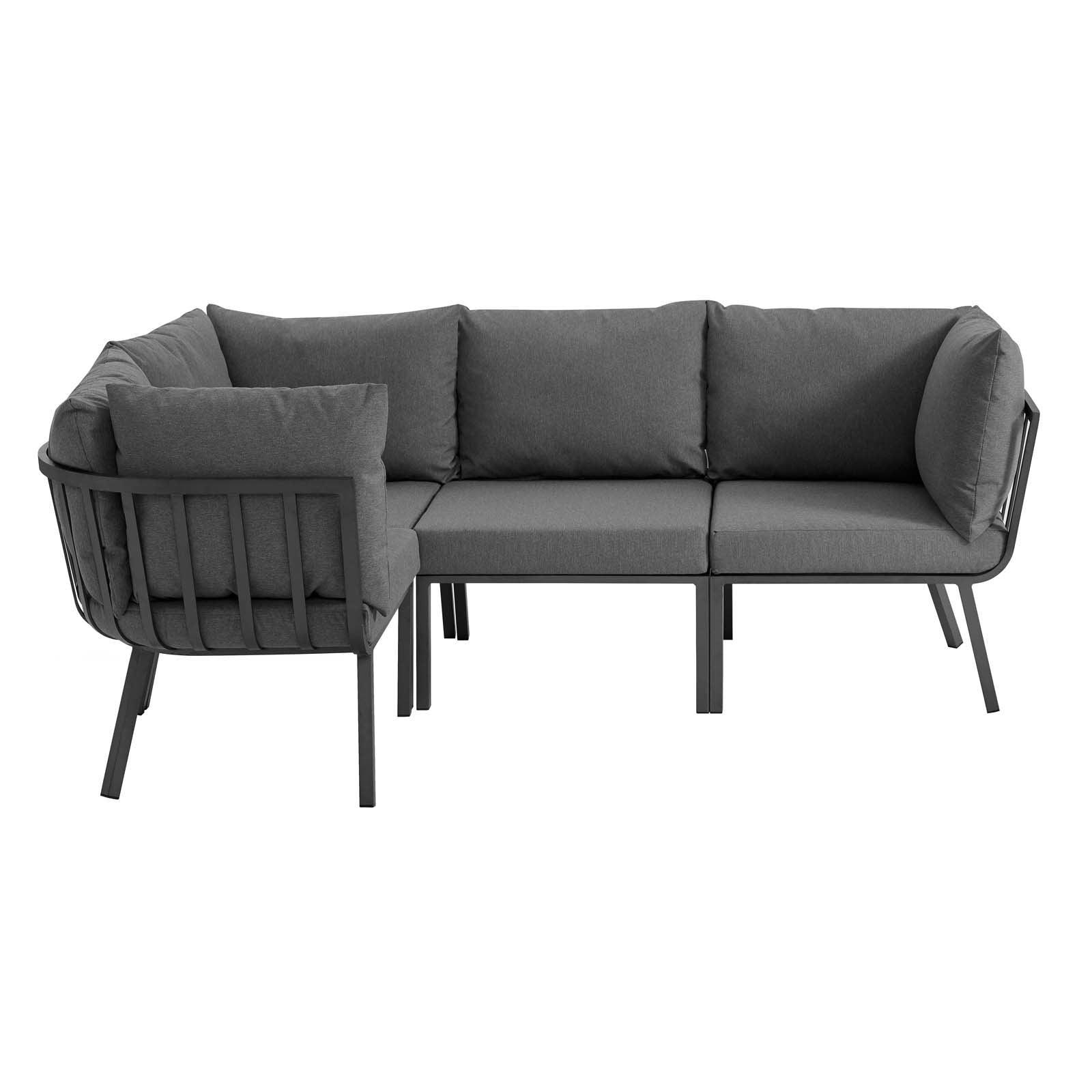 Modway Riverside 4 Piece Outdoor Patio Aluminum Sectional FredCo
