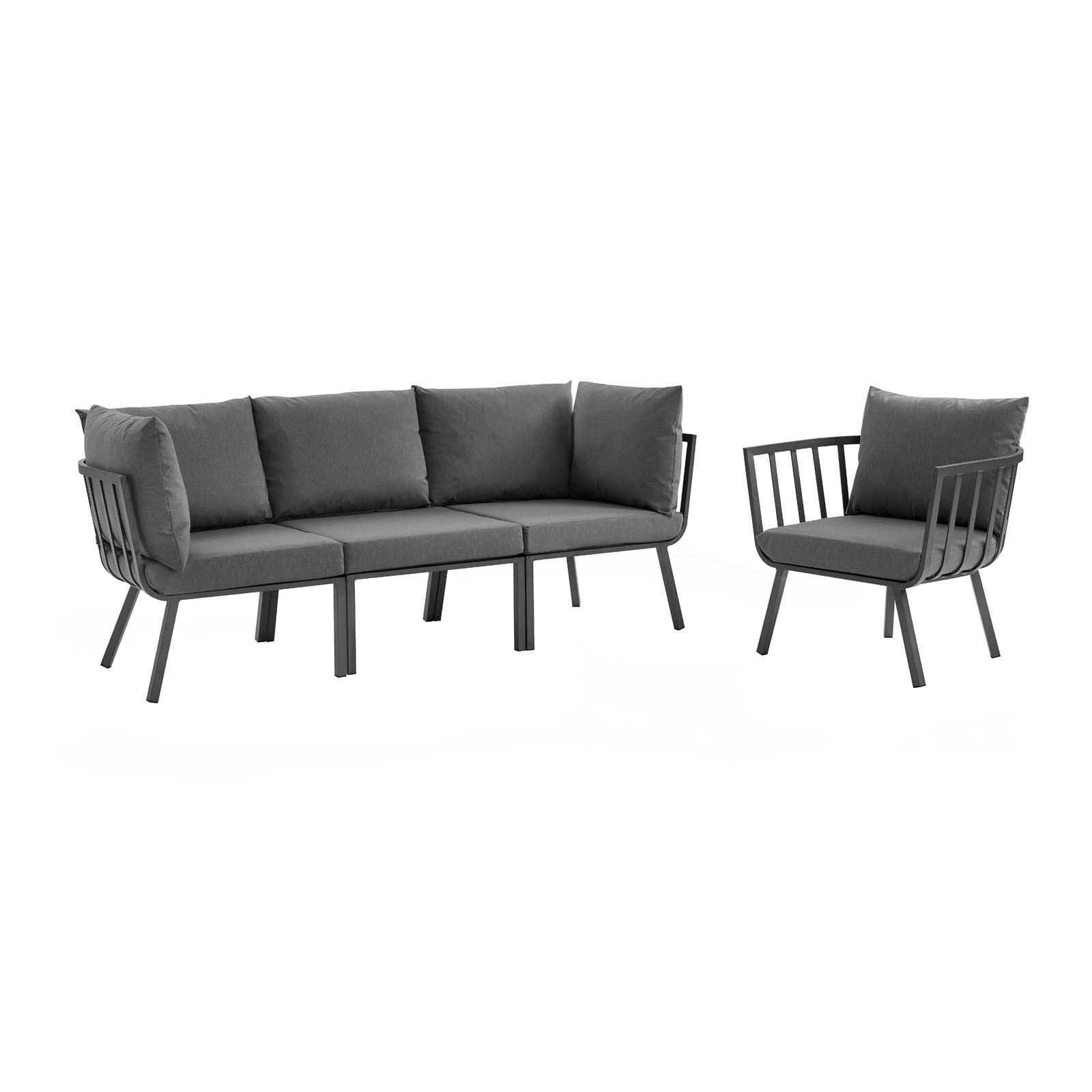 Modway Riverside 4 Piece Outdoor Patio Aluminum Set, EEI-3784 FredCo