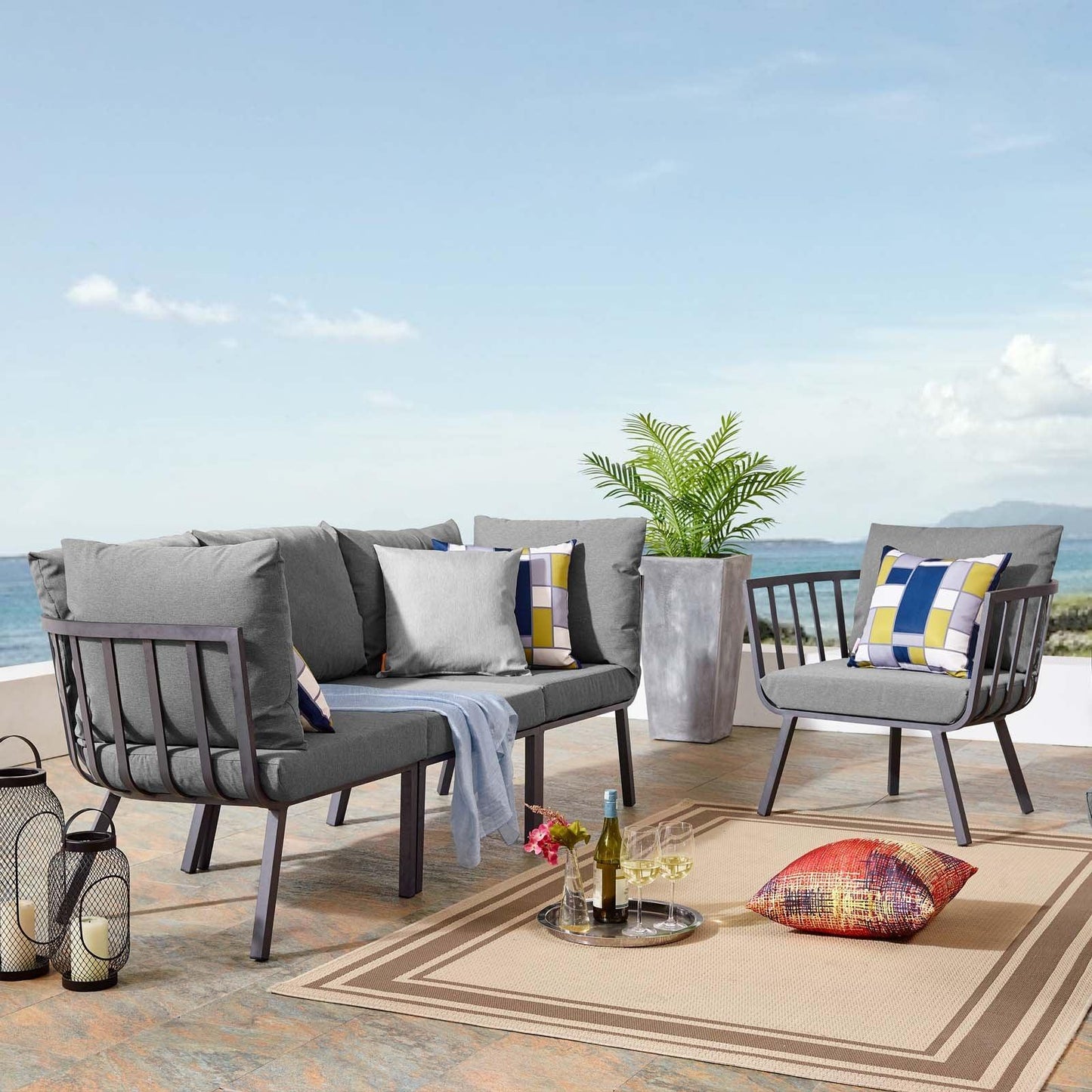 Modway Riverside 4 Piece Outdoor Patio Aluminum Set, EEI-3784 FredCo