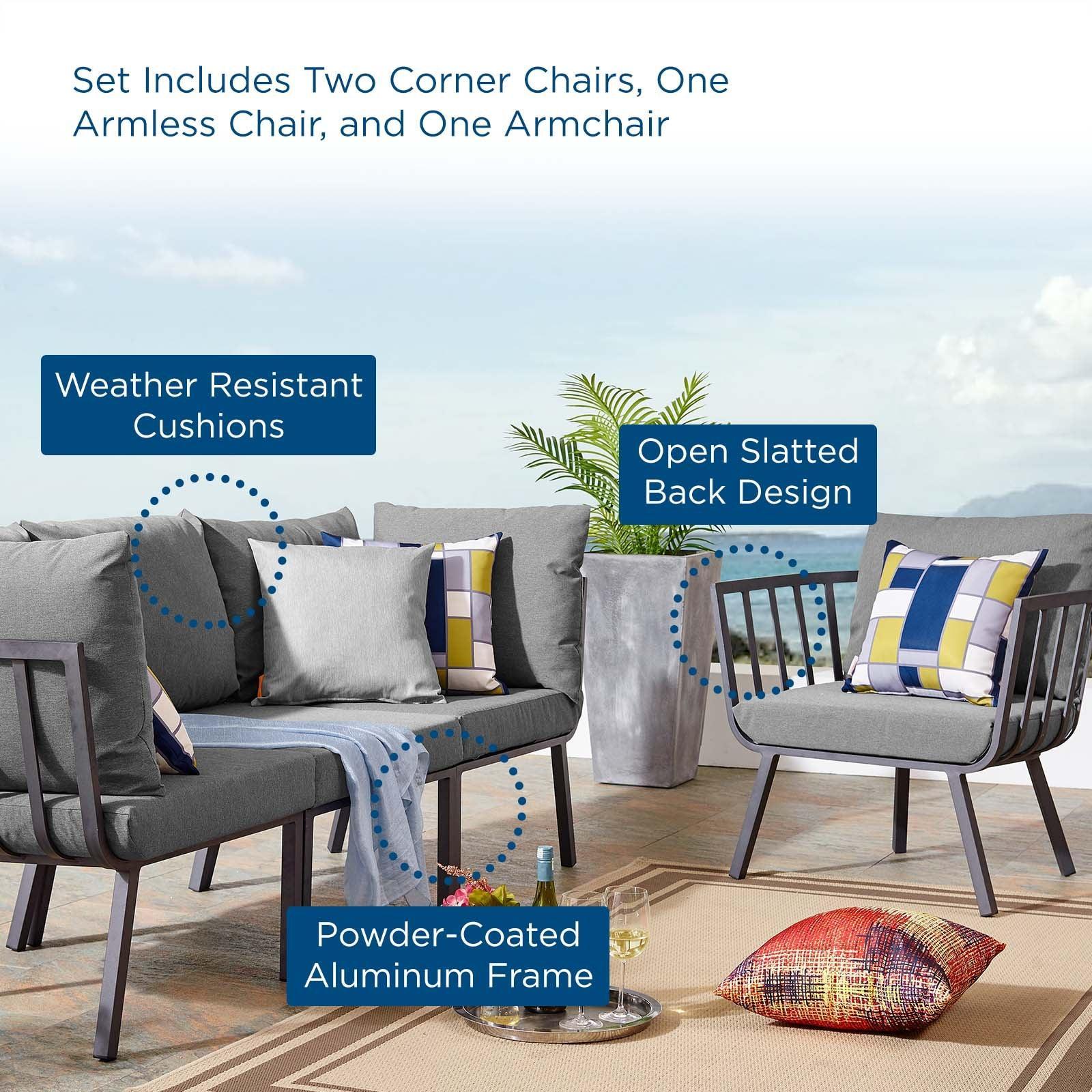 Modway Riverside 4 Piece Outdoor Patio Aluminum Set, EEI-3784 FredCo