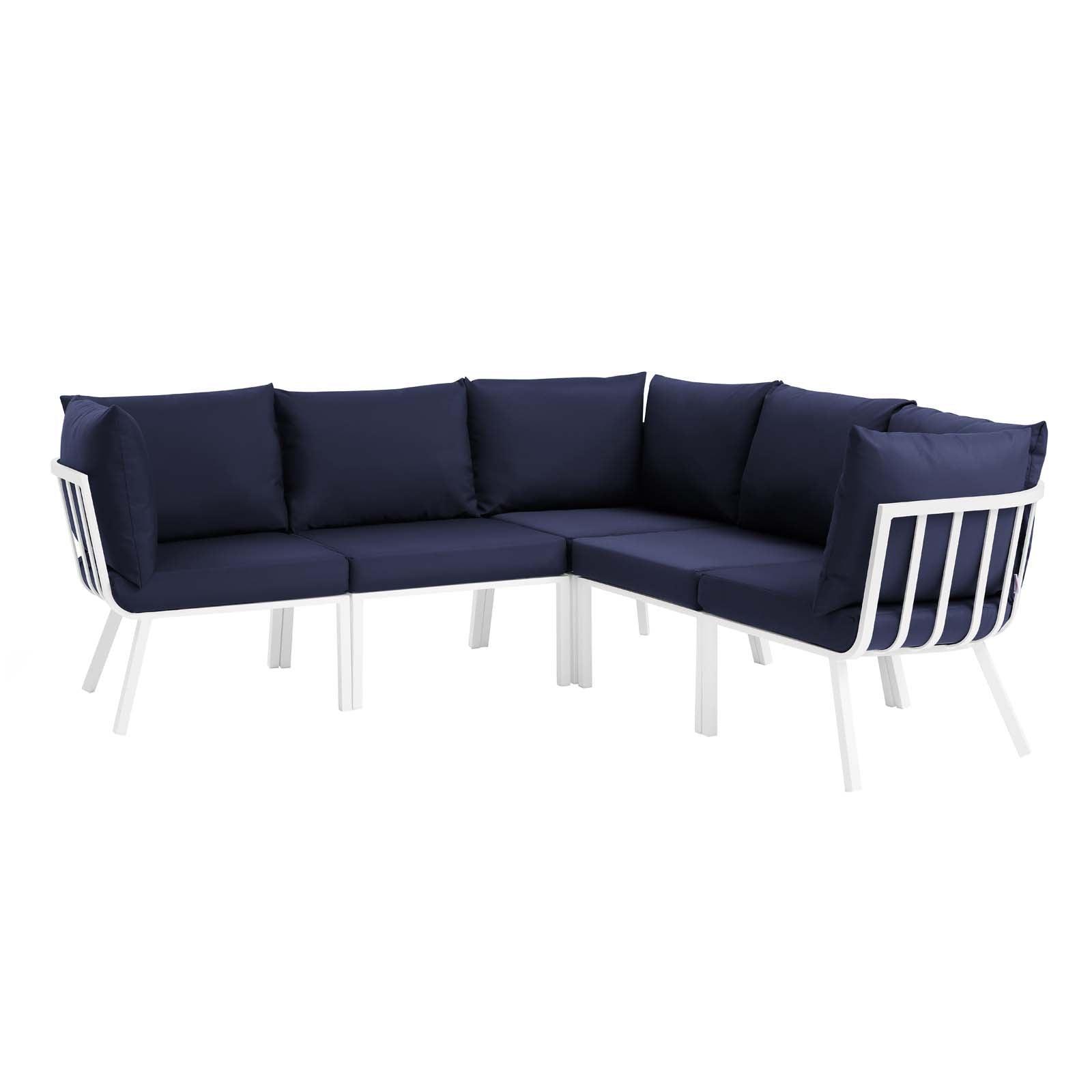 Modway Riverside 5 Piece Outdoor Patio Aluminum Sectional FredCo