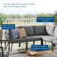 Modway Riverside 5 Piece Outdoor Patio Aluminum Sectional FredCo