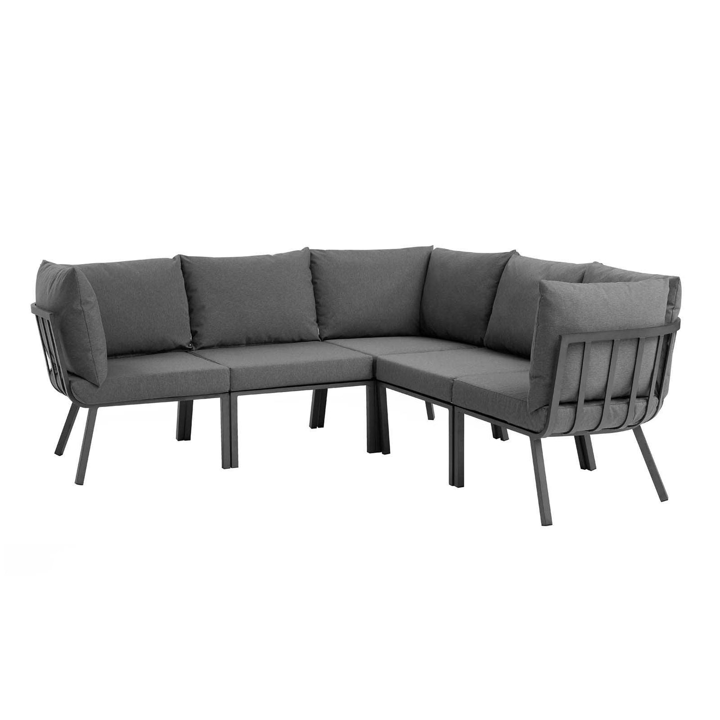 Modway Riverside 5 Piece Outdoor Patio Aluminum Sectional FredCo
