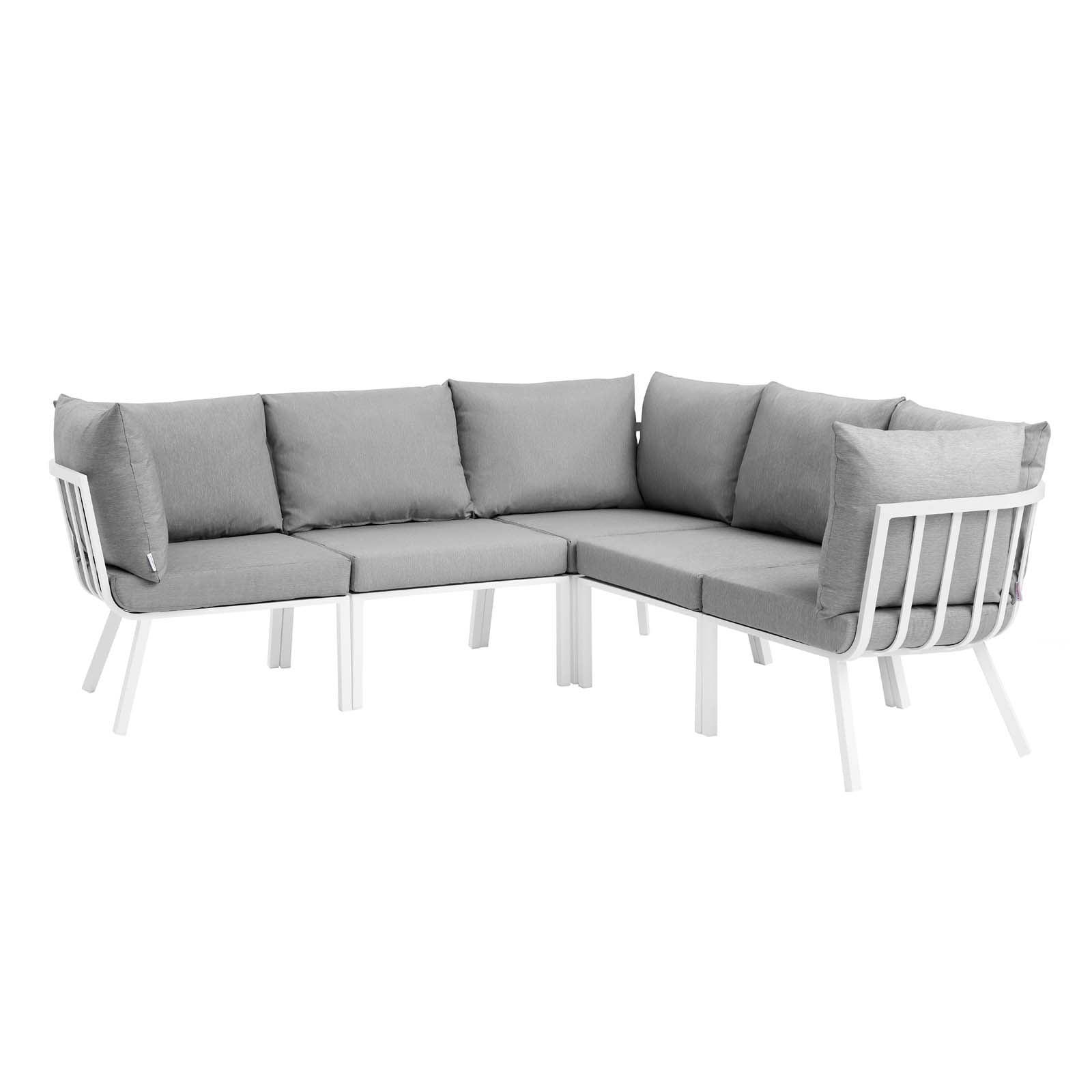 Modway Riverside 5 Piece Outdoor Patio Aluminum Sectional FredCo