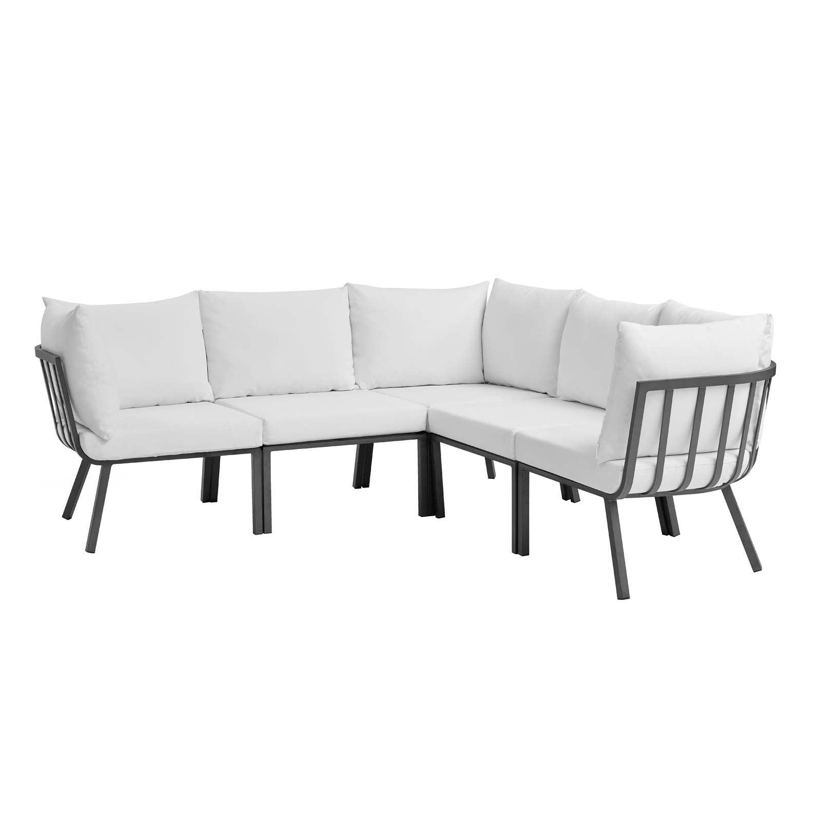 Modway Riverside 5 Piece Outdoor Patio Aluminum Sectional FredCo