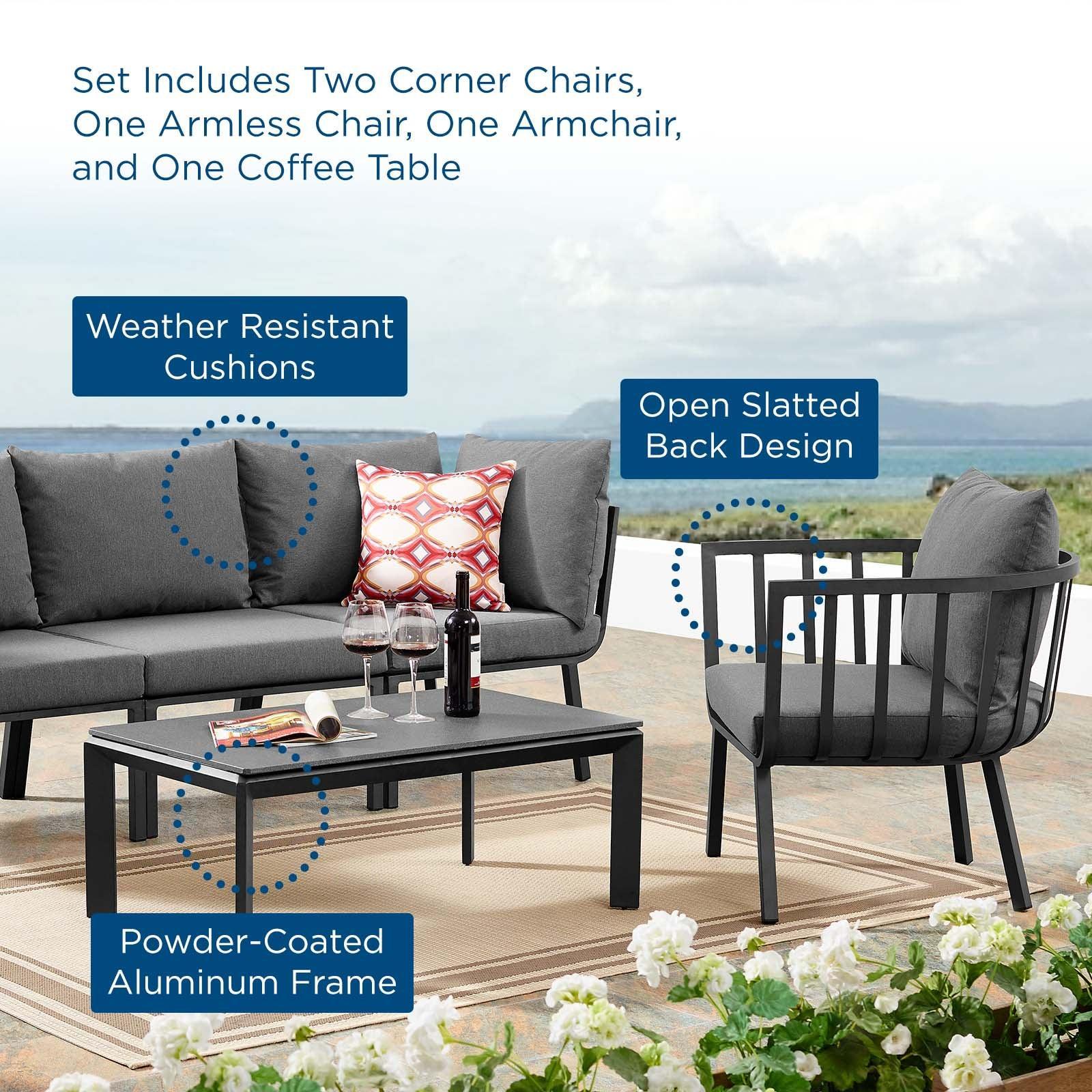 Modway Riverside 5 Piece Outdoor Patio Aluminum Set FredCo