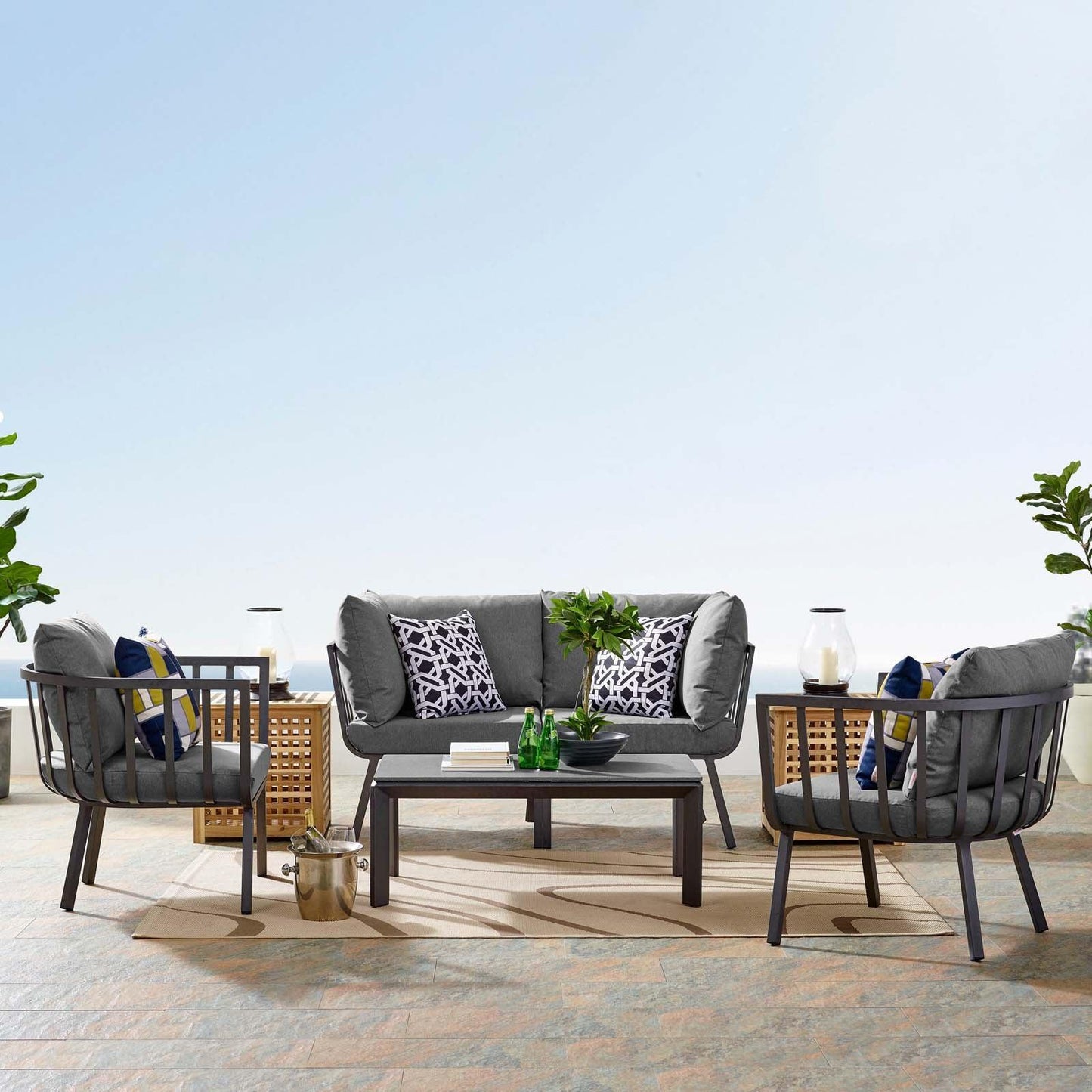 Modway Riverside 5 Piece Outdoor Patio Aluminum Set, EEI-3786 FredCo