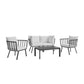 Modway Riverside 5 Piece Outdoor Patio Aluminum Set, EEI-3786 FredCo