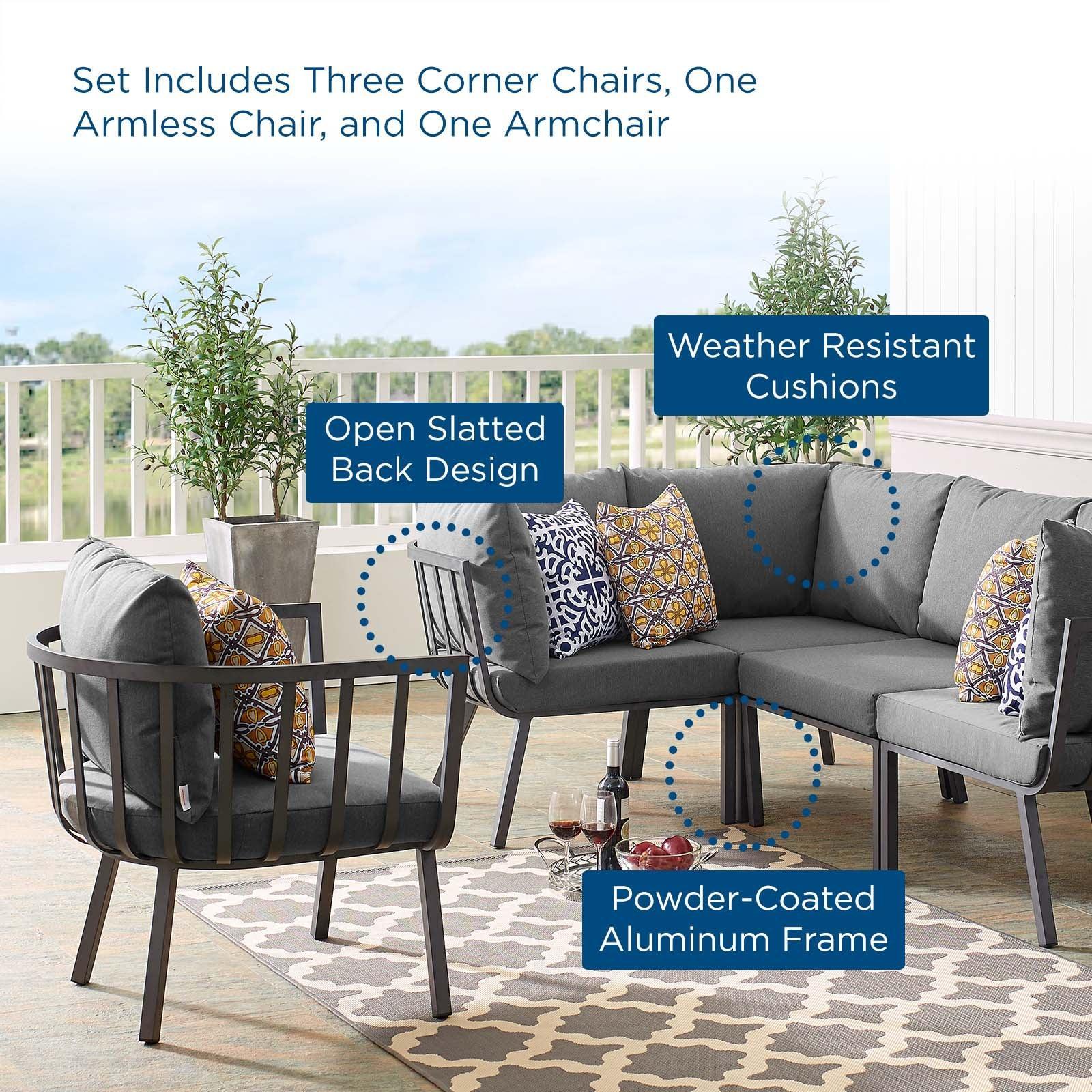 Modway Riverside 5 Piece Outdoor Patio Aluminum Set, EEI-3792 FredCo