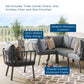 Modway Riverside 5 Piece Outdoor Patio Aluminum Set, EEI-3792 FredCo