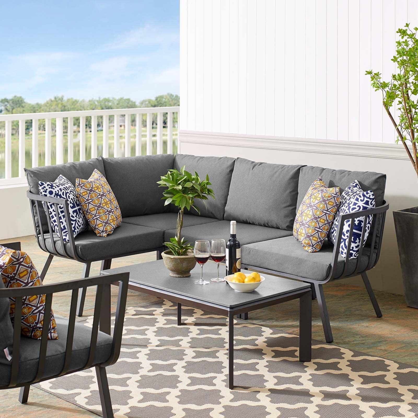 Modway Riverside 5 Piece Outdoor Patio Aluminum Set, EEI-3793 FredCo