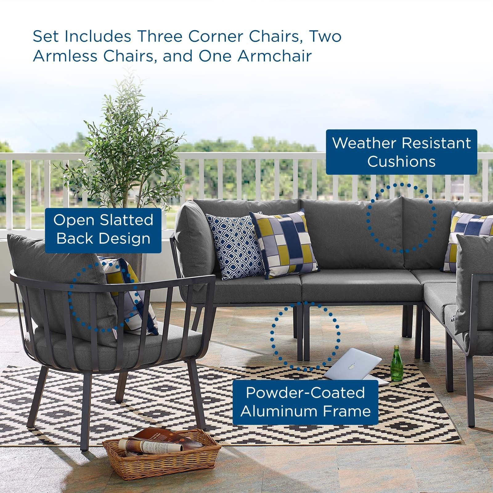 Modway Riverside 6 Piece Outdoor Patio Aluminum Set, EEI-3791 FredCo