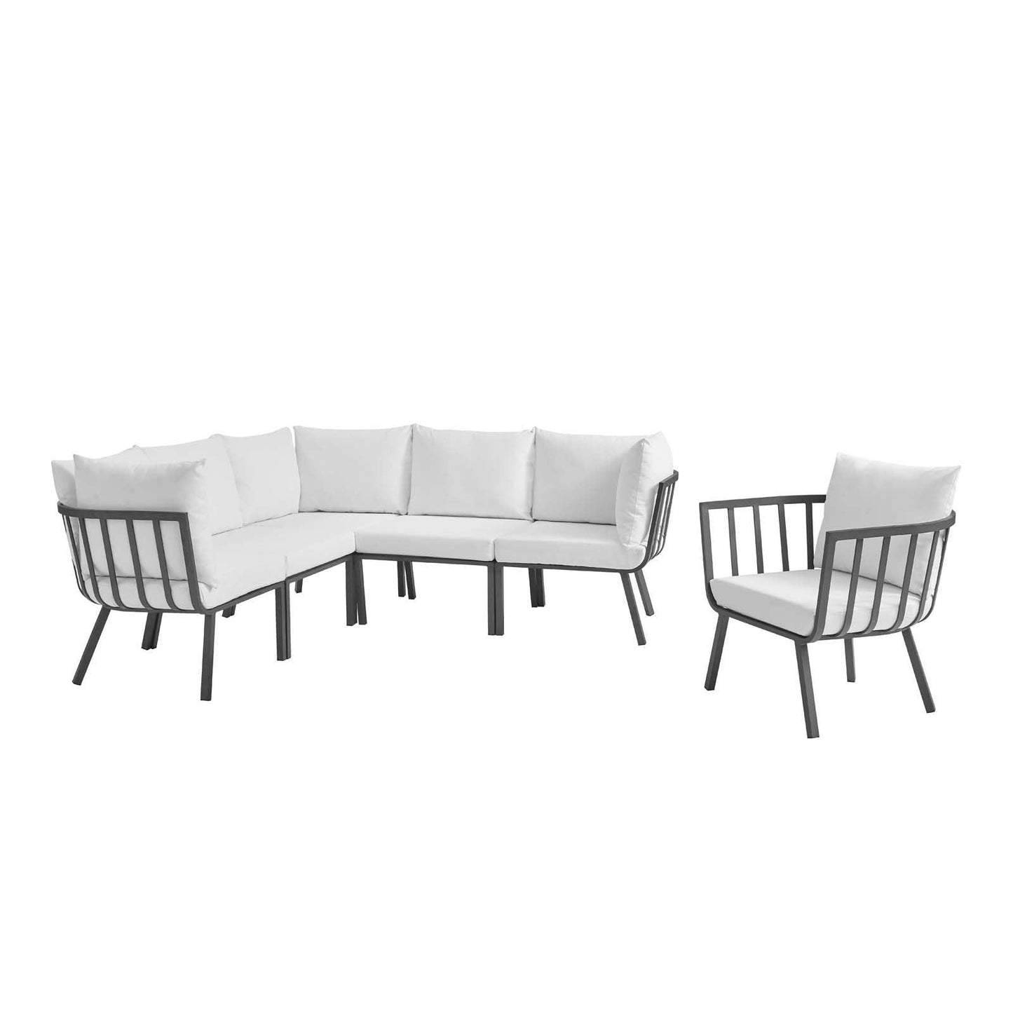Modway Riverside 6 Piece Outdoor Patio Aluminum Set, EEI-3791 FredCo