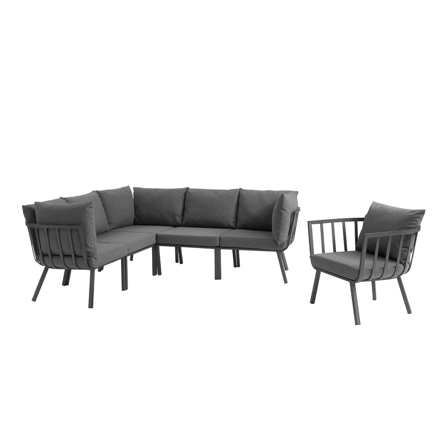 Modway Riverside 6 Piece Outdoor Patio Aluminum Set, EEI-3791 FredCo