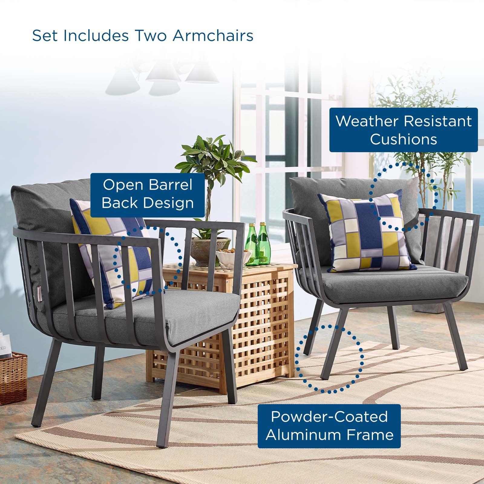 Modway Riverside Outdoor Patio Aluminum Armchair Set of 2 FredCo