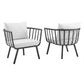 Modway Riverside Outdoor Patio Aluminum Armchair Set of 2 FredCo