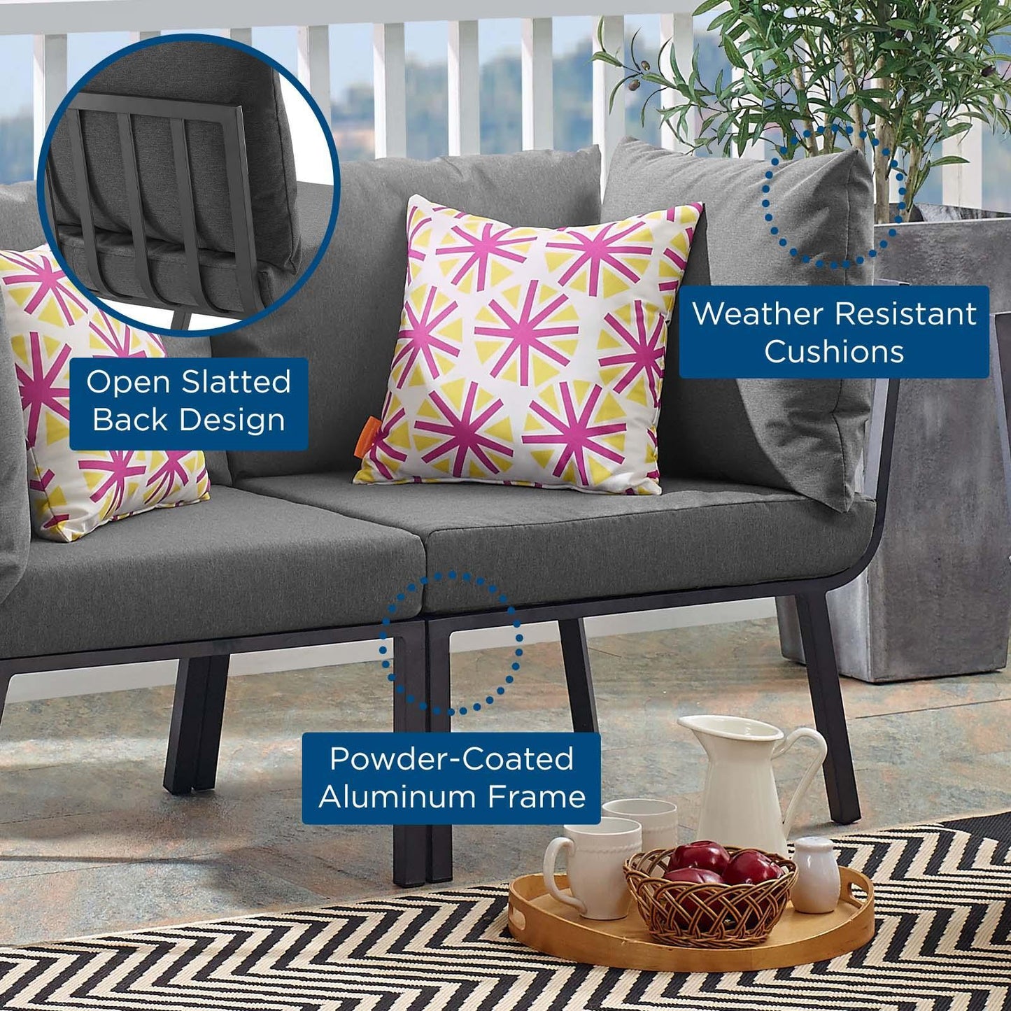 Modway Riverside Outdoor Patio Aluminum Corner Chair FredCo