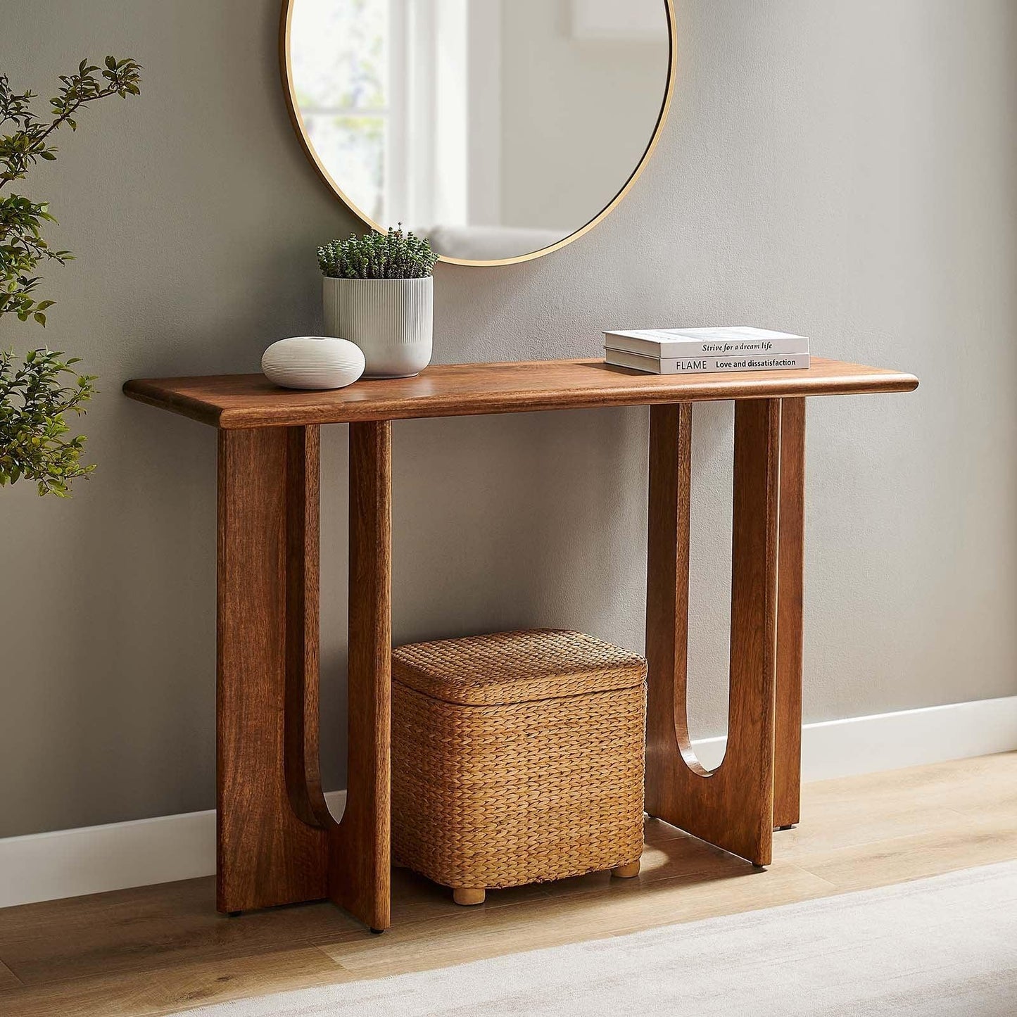 Modway Rivian 46" Console Table Solid Mango Wood FredCo