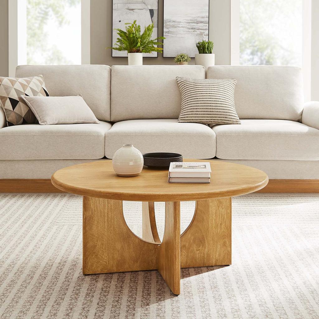 Modway Rivian Round 34" Coffee Table Solid Mango Wood FredCo
