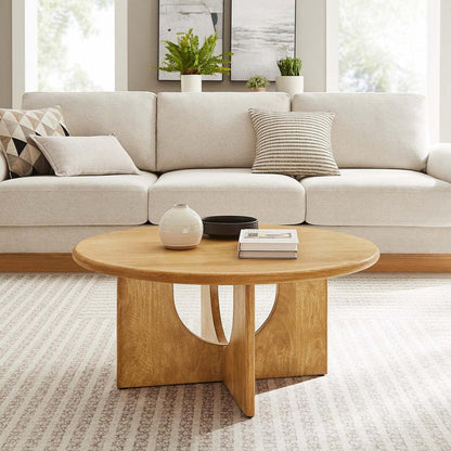 Modway Rivian Round 34" Coffee Table Solid Mango Wood FredCo
