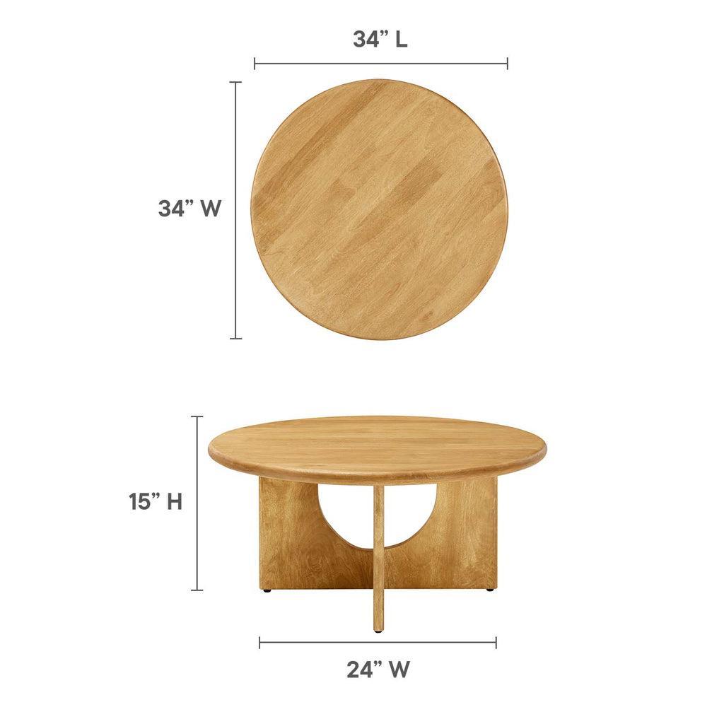 Modway Rivian Round 34" Coffee Table Solid Mango Wood FredCo