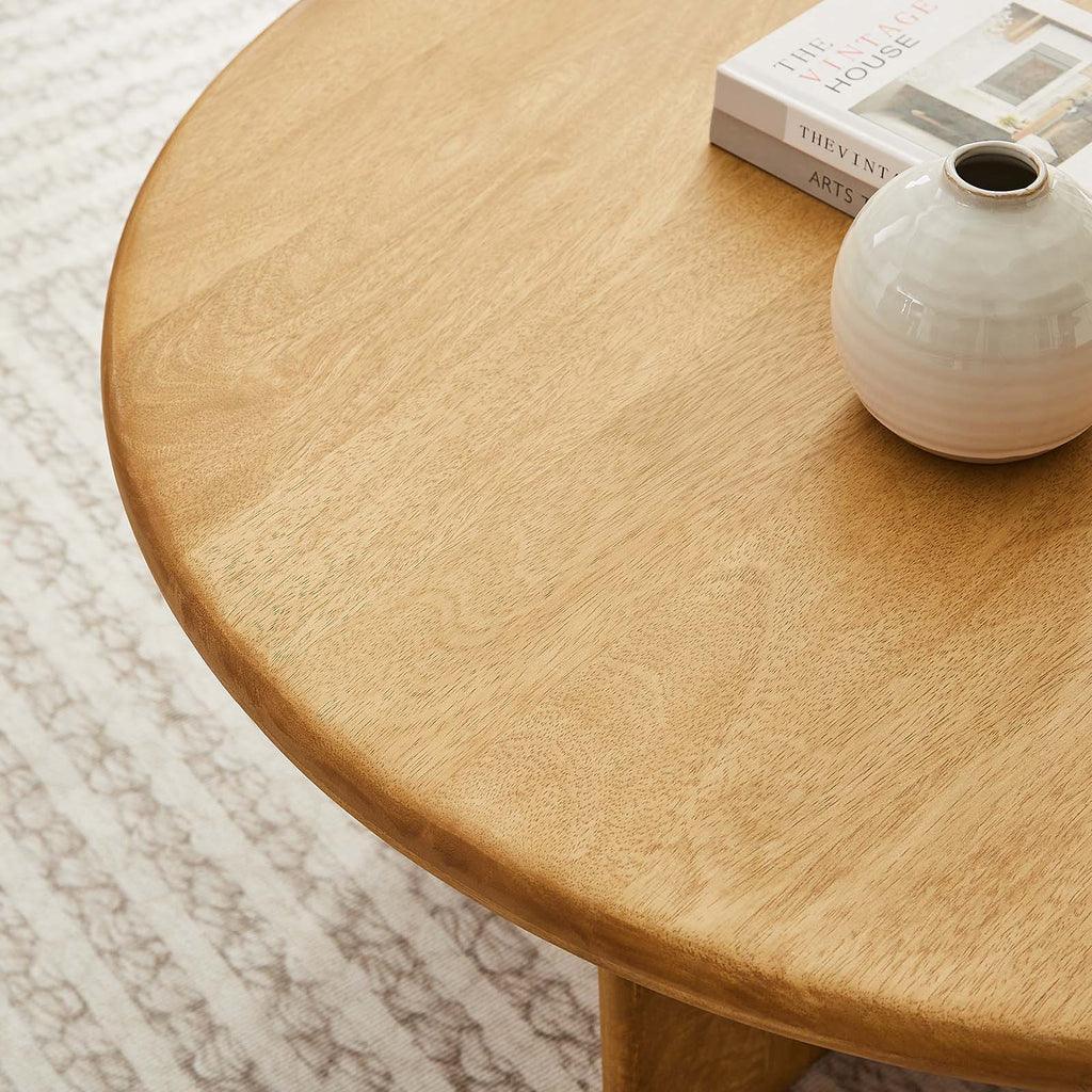 Modway Rivian Round 34" Coffee Table Solid Mango Wood FredCo