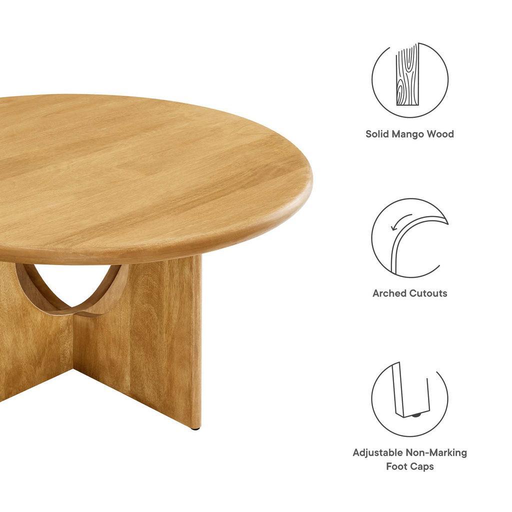 Modway Rivian Round 34" Coffee Table Solid Mango Wood FredCo