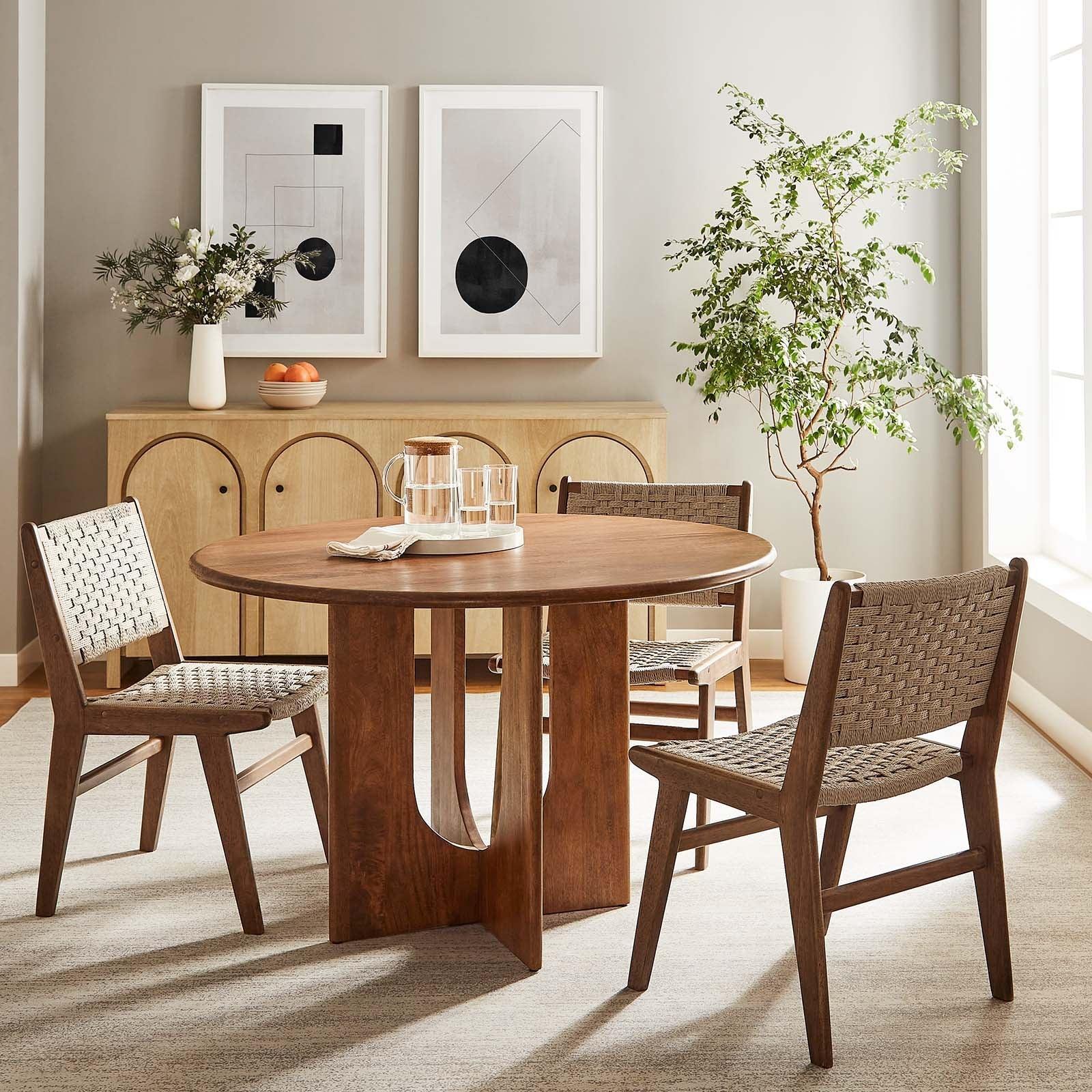 Modway Rivian Round 48" Wood Dining Table Solid Mango FredCo