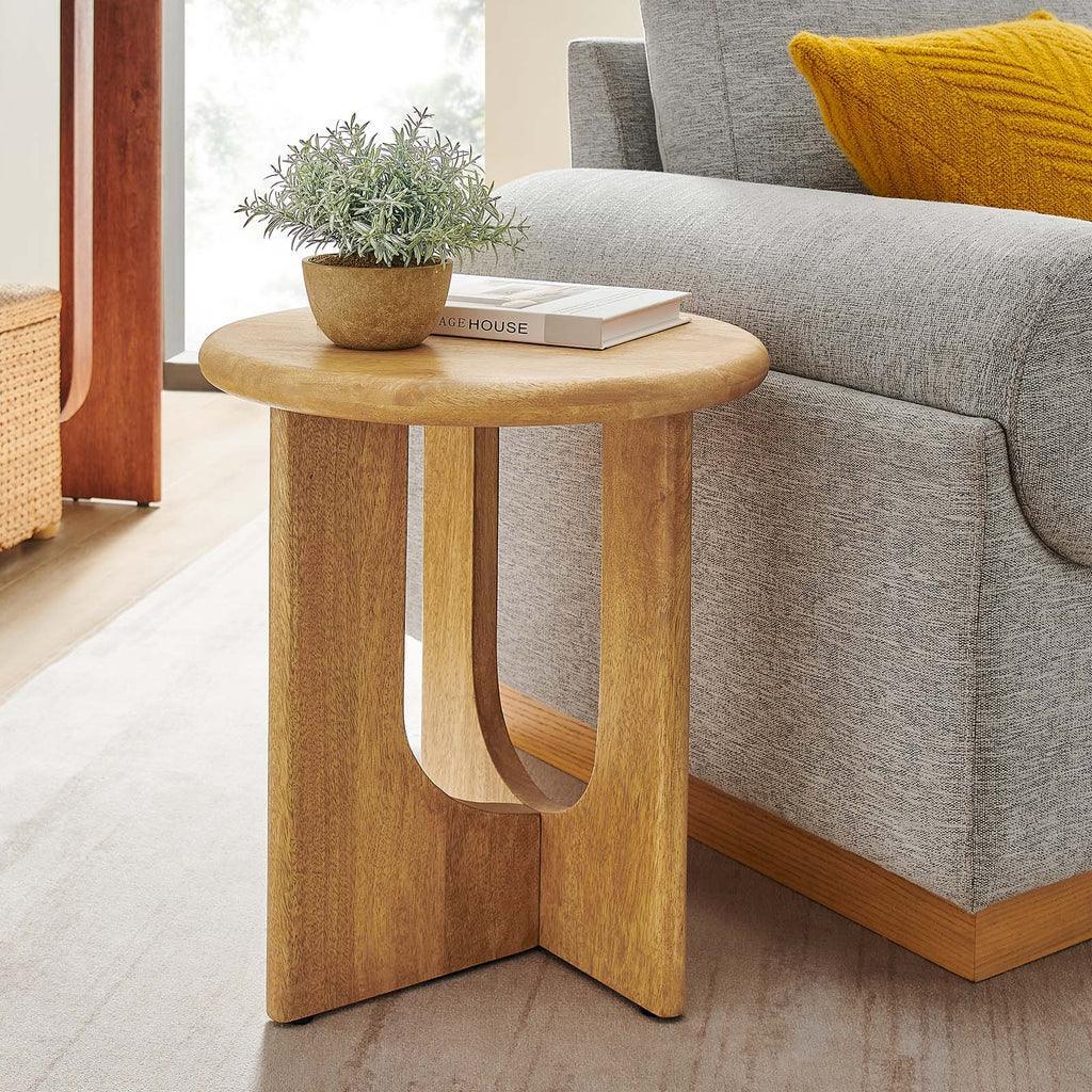 Modway Rivian Round Side Table Solid Mango Wood FredCo