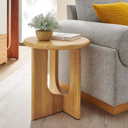 Modway Rivian Round Side Table Solid Mango Wood FredCo