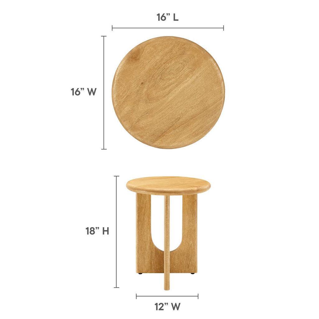 Modway Rivian Round Side Table Solid Mango Wood FredCo