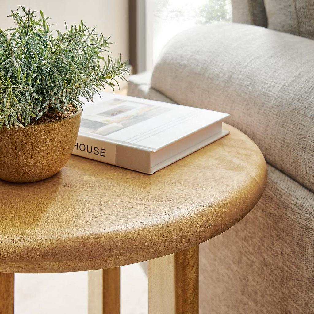 Modway Rivian Round Side Table Solid Mango Wood FredCo