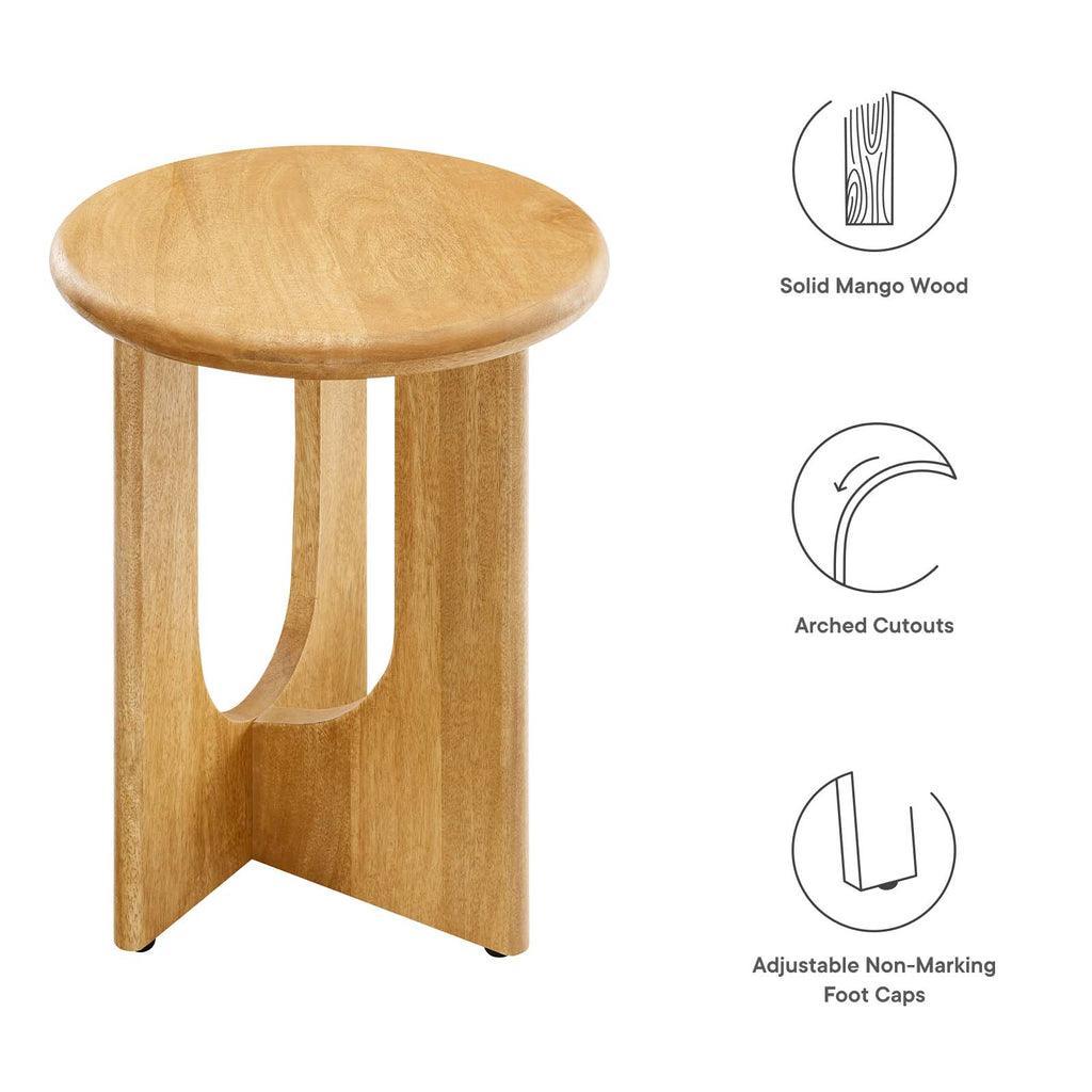 Modway Rivian Round Side Table Solid Mango Wood FredCo