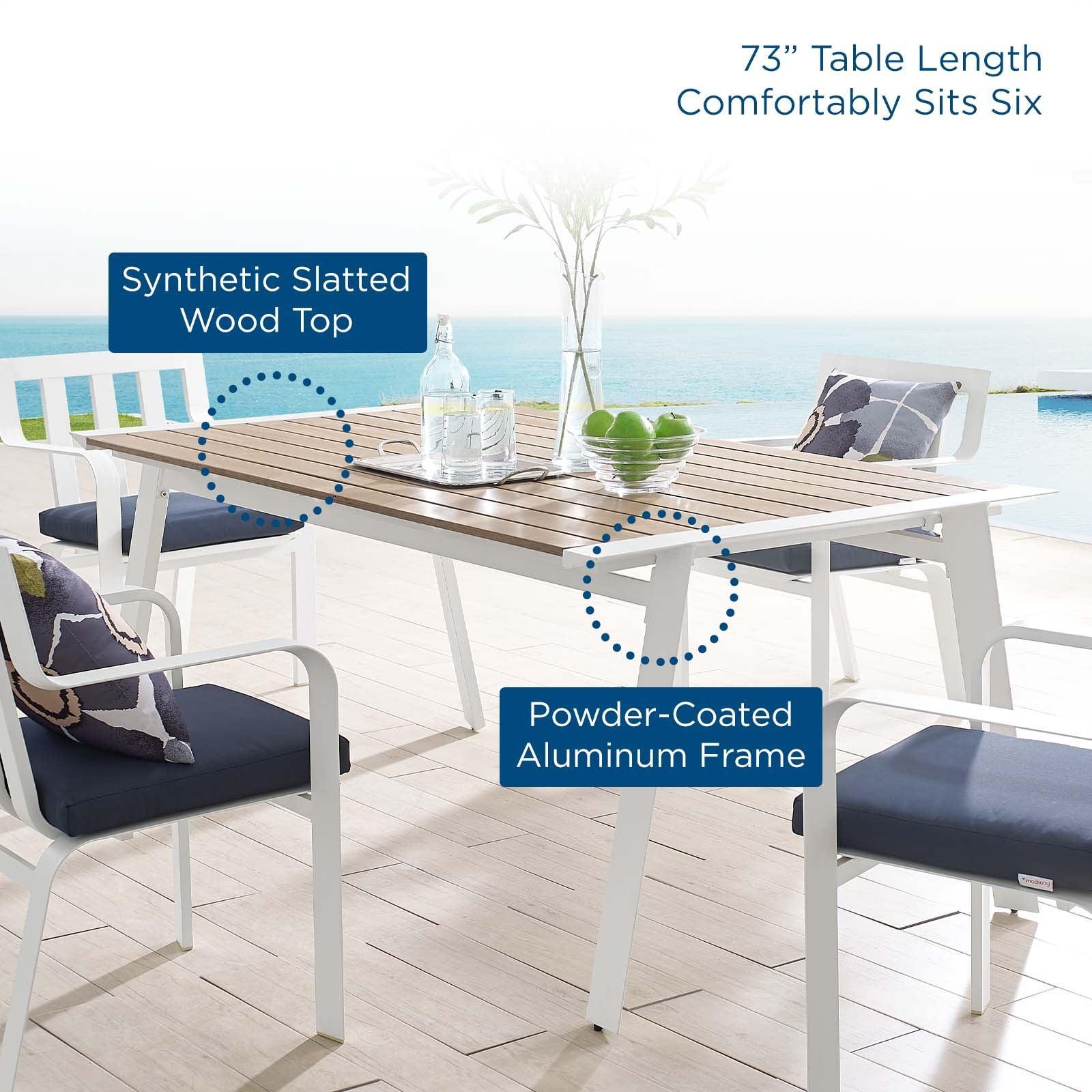 Modway Roanoke 73" Outdoor Patio Aluminum Dining Table FredCo