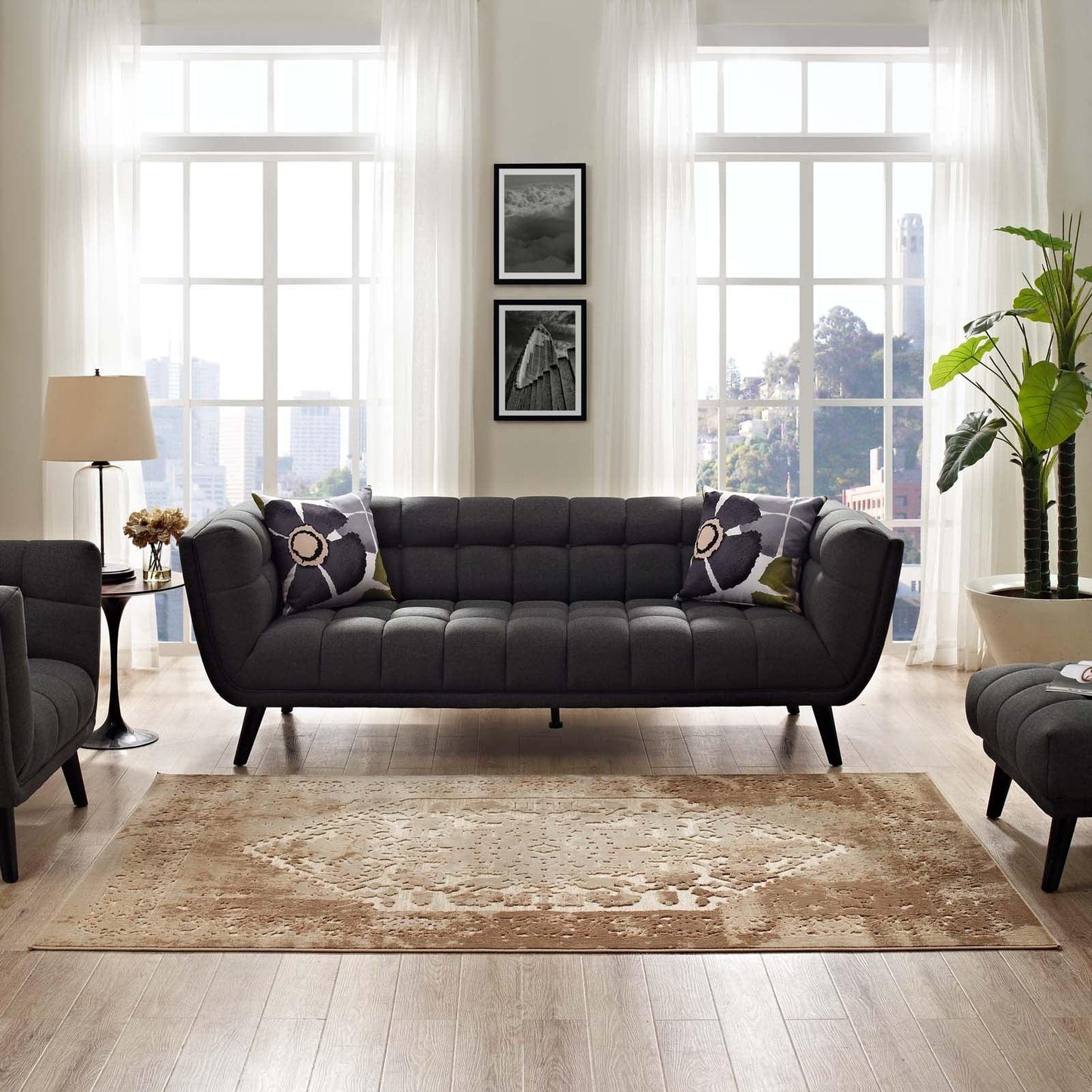 Modway Rosina Distressed Persian Medallion Area Rug FredCo