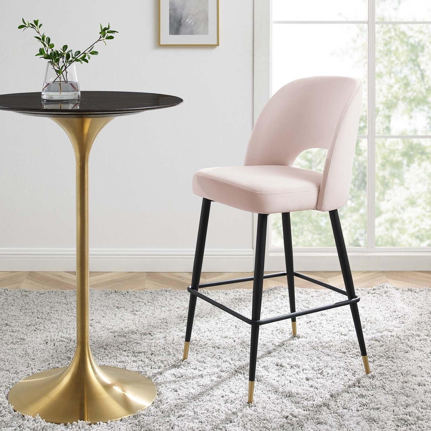 Modway Rouse Performance Velvet Bar Stool FredCo