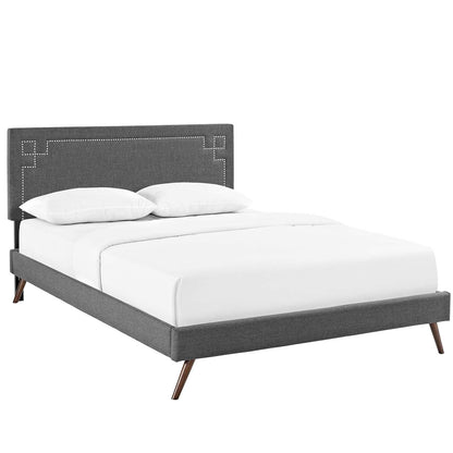 Modway Ruthie Queen Fabric Platform Bed with Round Splayed Legs FredCo
