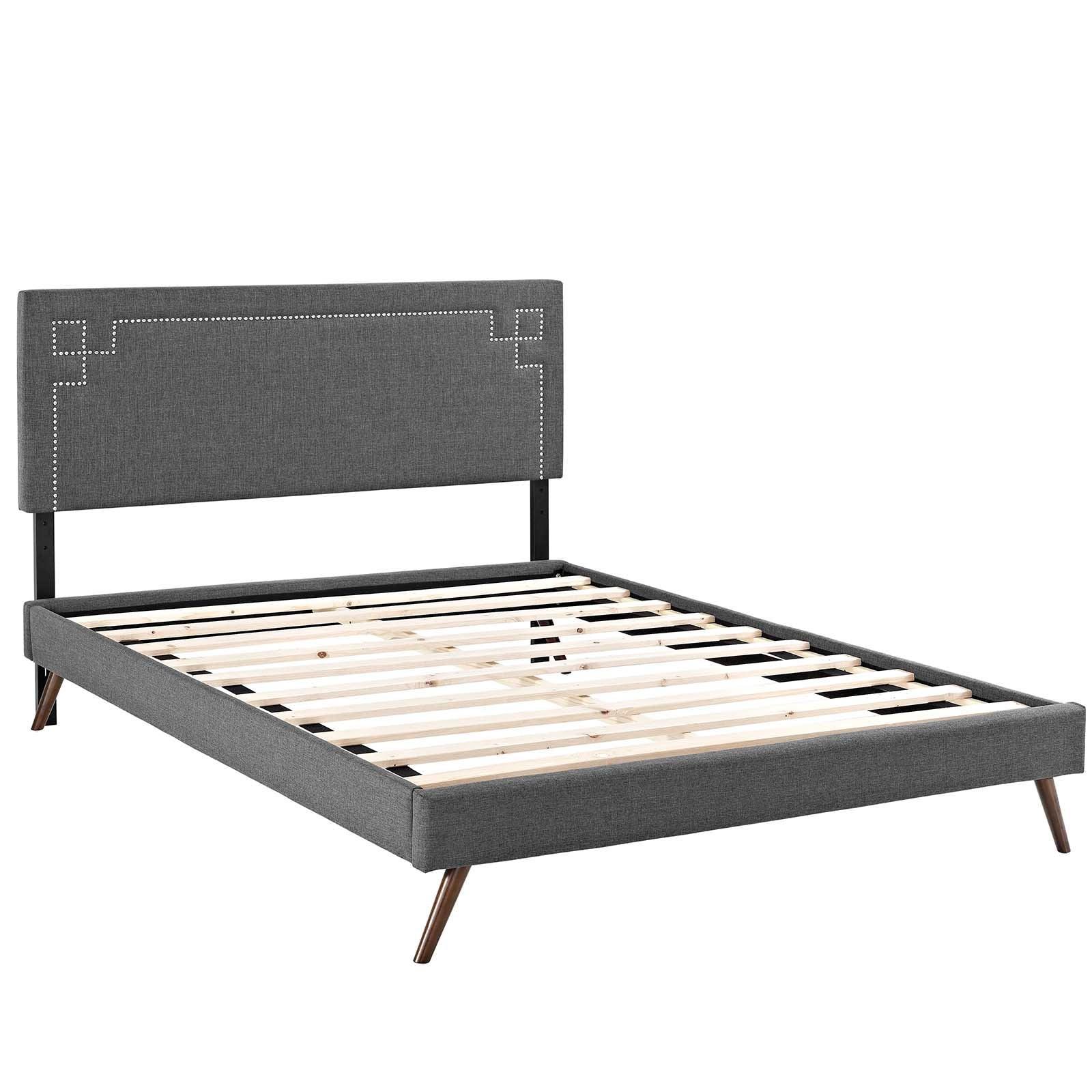 Modway Ruthie Queen Fabric Platform Bed with Round Splayed Legs FredCo